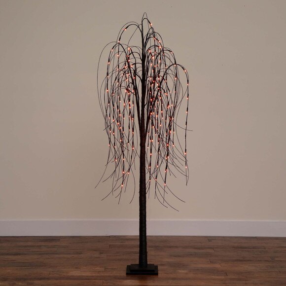 6 Pre-Lit Halloween Black Willow Artificial Fall Tree with 160 Orange Purple LED Lights - SKU #T4755 - 20