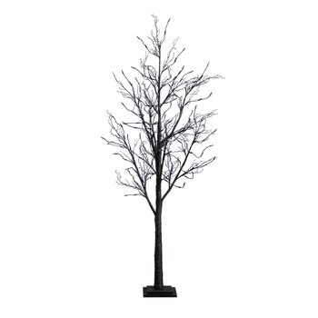 6 Pre-Lit Halloween Black Twig Artificial Fall Tree with 300 Orange Purple LED Lights - SKU #T4756