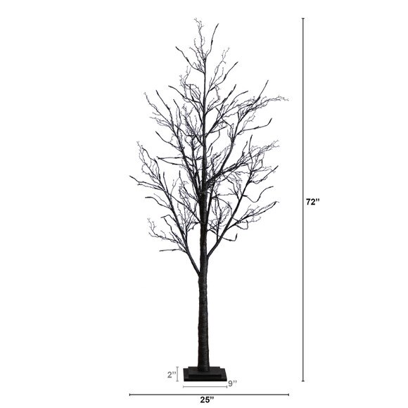6 Pre-Lit Halloween Black Twig Artificial Fall Tree with 300 Orange Purple LED Lights - SKU #T4756 - 1