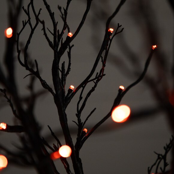 6 Pre-Lit Halloween Black Twig Artificial Fall Tree with 300 Orange Purple LED Lights - SKU #T4756 - 3