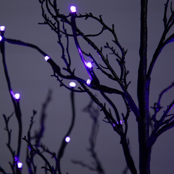 6 Pre-Lit Halloween Black Twig Artificial Fall Tree with 300 Orange Purple LED Lights - SKU #T4756 - 4