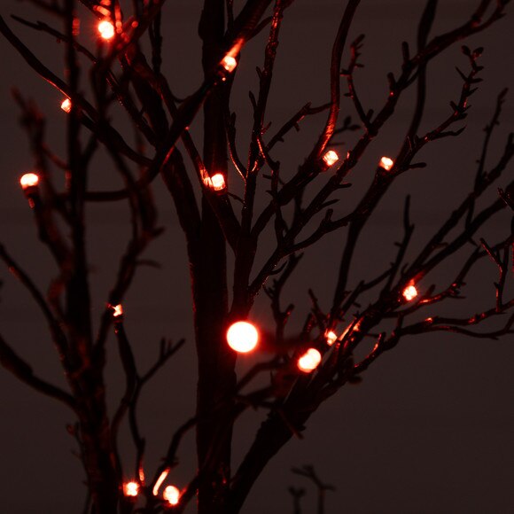 4 Pre-Lit Halloween Deluxe Black Twig Artificial Fall Tree with 81 Orange Purple LED Lights - SKU #T4757 - 3