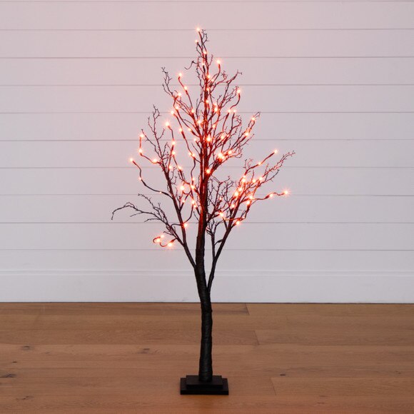 4 Pre-Lit Halloween Deluxe Black Twig Artificial Fall Tree with 81 Orange Purple LED Lights - SKU #T4757 - 10