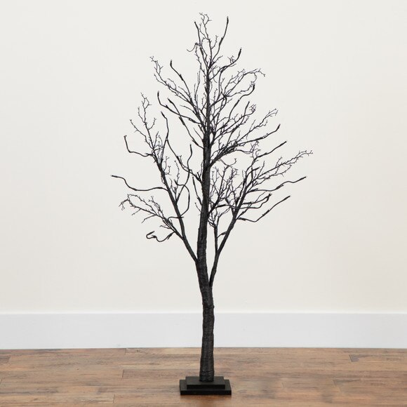 4 Pre-Lit Halloween Deluxe Black Twig Artificial Fall Tree with 81 Orange Purple LED Lights - SKU #T4757 - 13