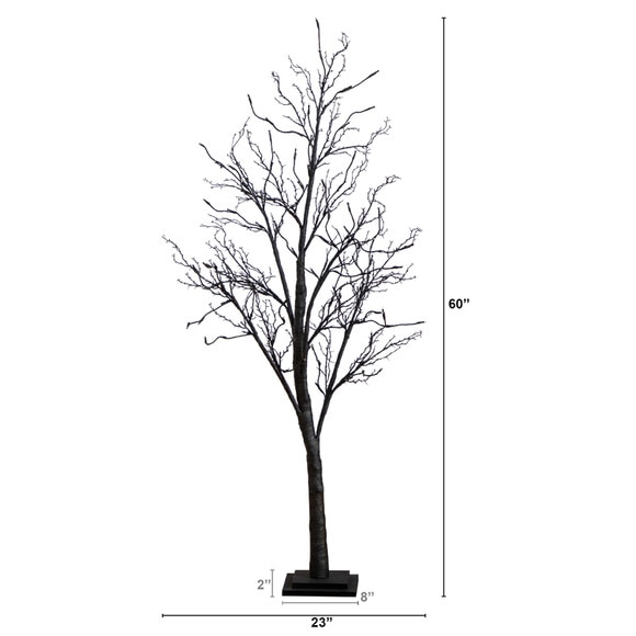 5 Pre-Lit Halloween Deluxe Black Twig Artificial Fall Tree with 102 Orange Purple LED Lights - SKU #T4758 - 1