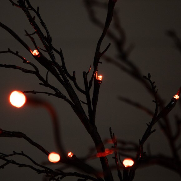 5 Pre-Lit Halloween Deluxe Black Twig Artificial Fall Tree with 102 Orange Purple LED Lights - SKU #T4758 - 3