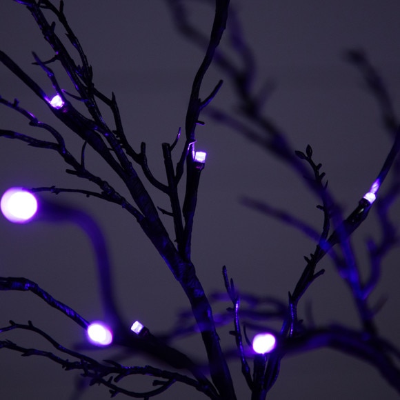 5 Pre-Lit Halloween Deluxe Black Twig Artificial Fall Tree with 102 Orange Purple LED Lights - SKU #T4758 - 4