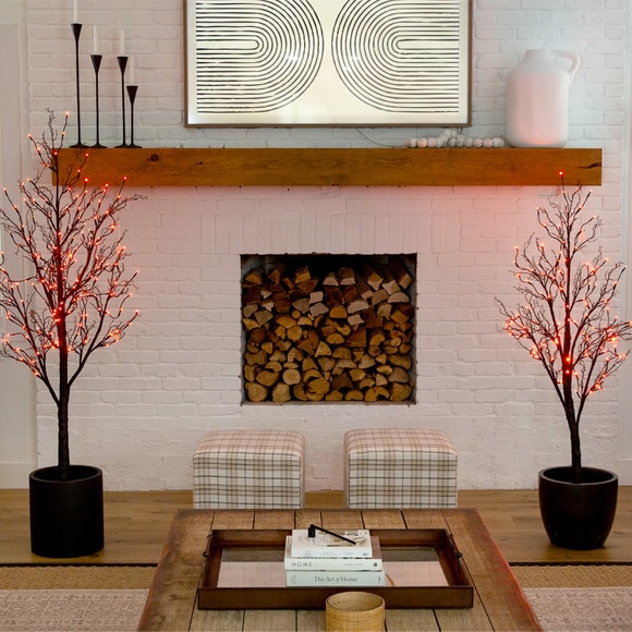 5 Pre-Lit Halloween Deluxe Black Twig Artificial Fall Tree with 102 Orange Purple LED Lights - SKU #T4758 - 8