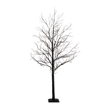 6 Pre-Lit Halloween Deluxe Black Twig Artificial Fall Tree with 156 Orange Purple LED Lights - SKU #T4759