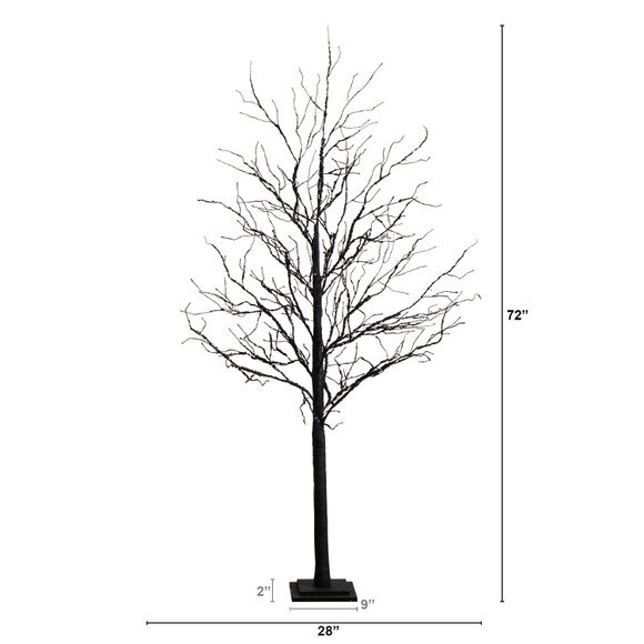 6 Pre-Lit Halloween Deluxe Black Twig Artificial Fall Tree with 156 Orange Purple LED Lights - SKU #T4759 - 1
