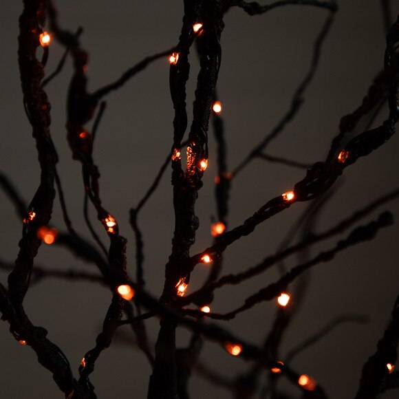6 Pre-Lit Halloween Deluxe Black Twig Artificial Fall Tree with 156 Orange Purple LED Lights - SKU #T4759 - 13