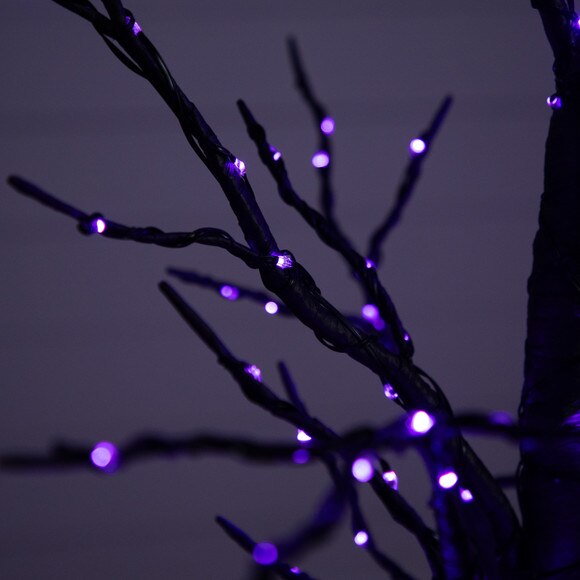 4 Pre-Lit Halloween Black Twig Artificial Fall Tree with 240 Orange Purple LED Lights - SKU #T4760 - 11