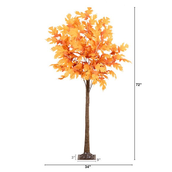 6 Pre-Lit Autumn Maple Artificial Fall Tree with 300 Warm White LED Lights - SKU #T4761 - 1