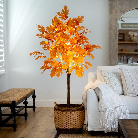 6 Pre-Lit Autumn Maple Artificial Fall Tree with 300 Warm White LED Lights - SKU #T4761 - 5