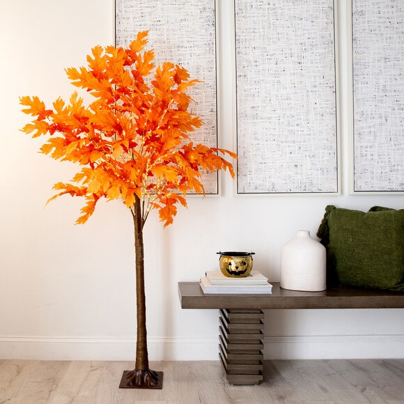 6 Pre-Lit Autumn Maple Artificial Fall Tree with 300 Warm White LED Lights - SKU #T4761 - 6