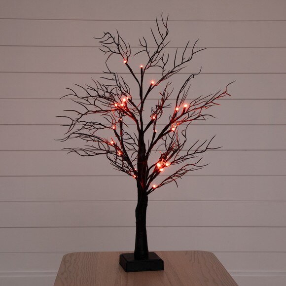 2 Pre-Lit Halloween Deluxe Black Twig Artificial Fall Tree with 44 Orange Purple LED Lights - SKU #T4762 - 10