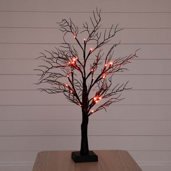 2 Pre-Lit Halloween Deluxe Black Twig Artificial Fall Tree with 44 Orange Purple LED Lights - SKU #T4762 - 15