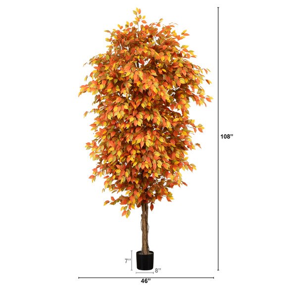 9 Autumn Ficus Artificial Fall Tree - SKU #T4768 - 1