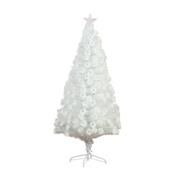 6 Pre-Lit Fiber Optic Artificial White Christmas Tree with Star Tree Topper - SKU #T4770