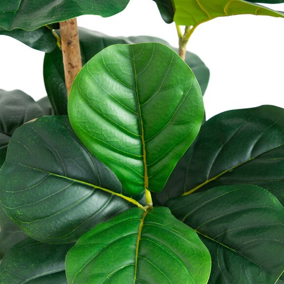 4 Artificial Fiddle Leaf Tree in Decorative White Planter - SKU #T4774 - 2