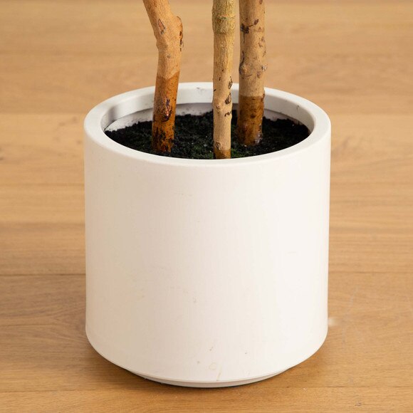 4 Artificial Fiddle Leaf Tree in Decorative White Planter - SKU #T4774 - 5