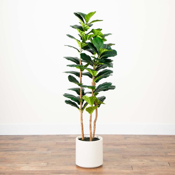 5 Artificial Fiddle Leaf Tree in Decorative White Planter - SKU #T4775 - 8