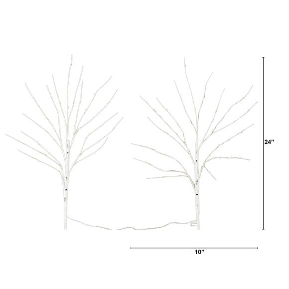 24 Pre-Lit Artificial White Birch Branches with 80 Warm White LED Lights - Set of 2 - SKU #T4778-S2 - 1