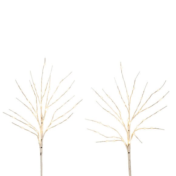 24 Pre-Lit Artificial White Birch Branches with 80 Warm White LED Lights - Set of 2 - SKU #T4778-S2 - 2