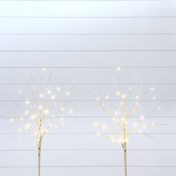 24 Pre-Lit Artificial White Birch Branches with 80 Warm White LED Lights - Set of 2 - SKU #T4778-S2 - 6