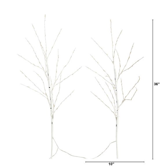 36 Pre-Lit Artificial White Birch Branches with 150 Warm White LED Lights - Set of 2 - SKU #T4779-S2 - 1