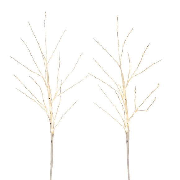 36 Pre-Lit Artificial White Birch Branches with 150 Warm White LED Lights - Set of 2 - SKU #T4779-S2 - 2