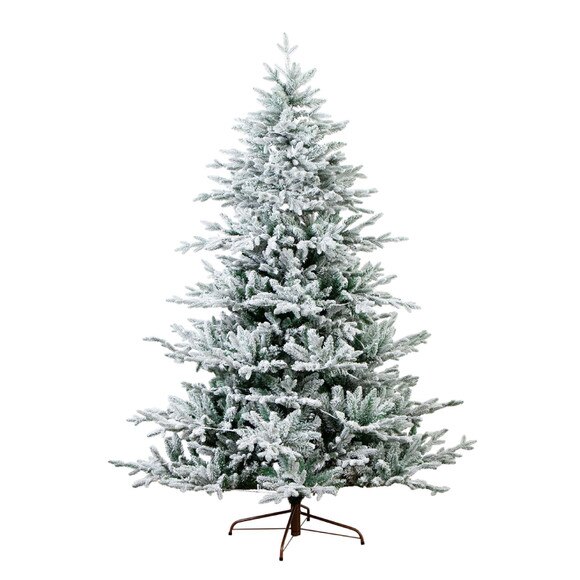 7 Pre-Lit Artificial Fraser Fir Flocked Christmas Tree with Instant Connect Technology and 400 Warm White LED Lights - SKU #T4790