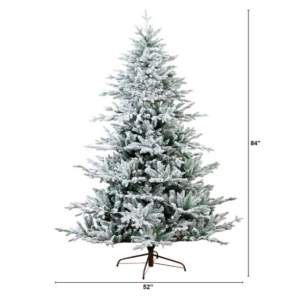 7 Pre-Lit Artificial Fraser Fir Flocked Christmas Tree with Instant Connect Technology and 400 Warm White LED Lights - SKU #T4790 - 1