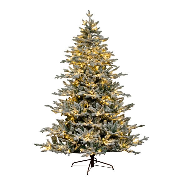 7 Pre-Lit Artificial Fraser Fir Flocked Christmas Tree with Instant Connect Technology and 400 Warm White LED Lights - SKU #T4790 - 2