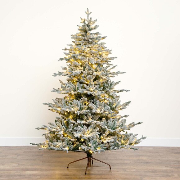 7 Pre-Lit Artificial Fraser Fir Flocked Christmas Tree with Instant Connect Technology and 400 Warm White LED Lights - SKU #T4790 - 11