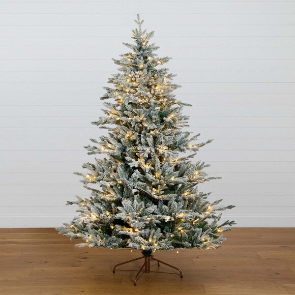 7 Pre-Lit Artificial Fraser Fir Flocked Christmas Tree with Instant Connect Technology and 400 Warm White LED Lights - SKU #T4790 - 14