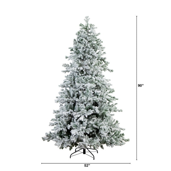 7.5 Pre-Lit Artificial California Flocked Spruce Christmas Tree with 1000 Color Changing LED Lights - SKU #T4799 - 1