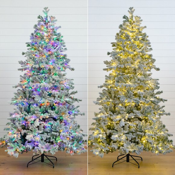 7.5 Pre-Lit Artificial California Flocked Spruce Christmas Tree with 1000 Color Changing LED Lights - SKU #T4799 - 10