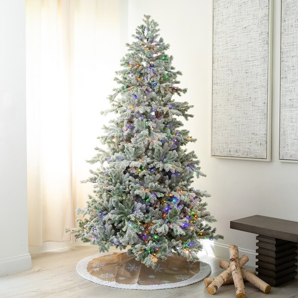 7.5 Pre-Lit Artificial California Flocked Spruce Christmas Tree with 1000 Color Changing LED Lights - SKU #T4799 - 12