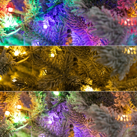 7.5 Pre-Lit Artificial California Flocked Spruce Christmas Tree with 1000 Color Changing LED Lights - SKU #T4799 - 17