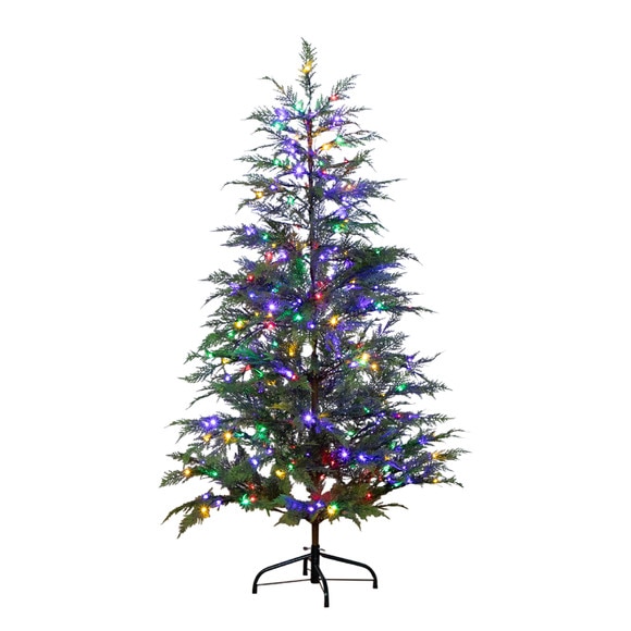 5 Pre-Lit Artificial Park City Pine Christmas Tree with 200 Multicolored LED Dewdrop Lights - SKU #T4800