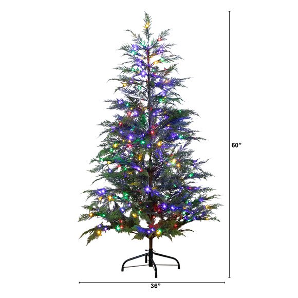 5 Pre-Lit Artificial Park City Pine Christmas Tree with 200 Multicolored LED Dewdrop Lights - SKU #T4800 - 1