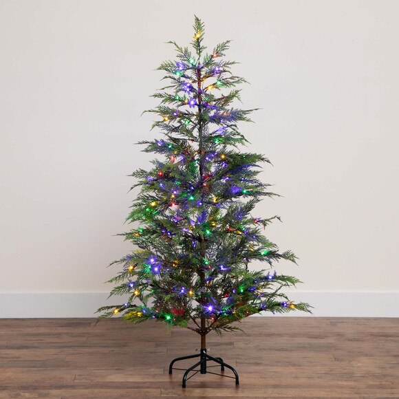 5 Pre-Lit Artificial Park City Pine Christmas Tree with 200 Multicolored LED Dewdrop Lights - SKU #T4800 - 8