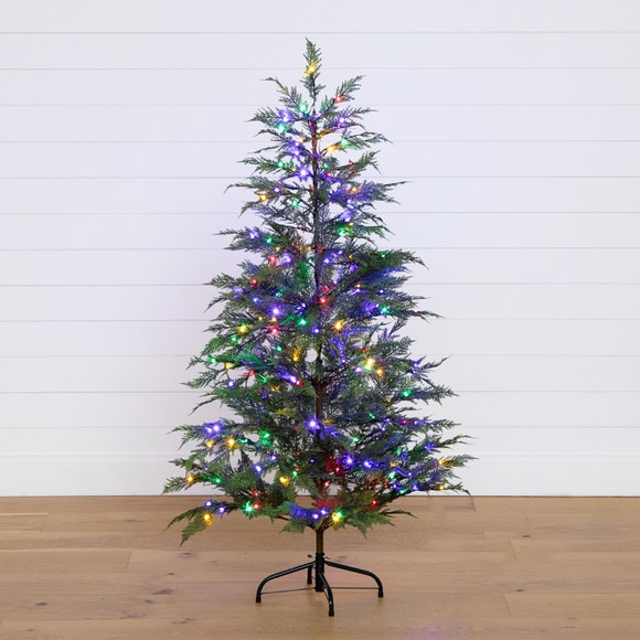 5 Pre-Lit Artificial Park City Pine Christmas Tree with 200 Multicolored LED Dewdrop Lights - SKU #T4800 - 9