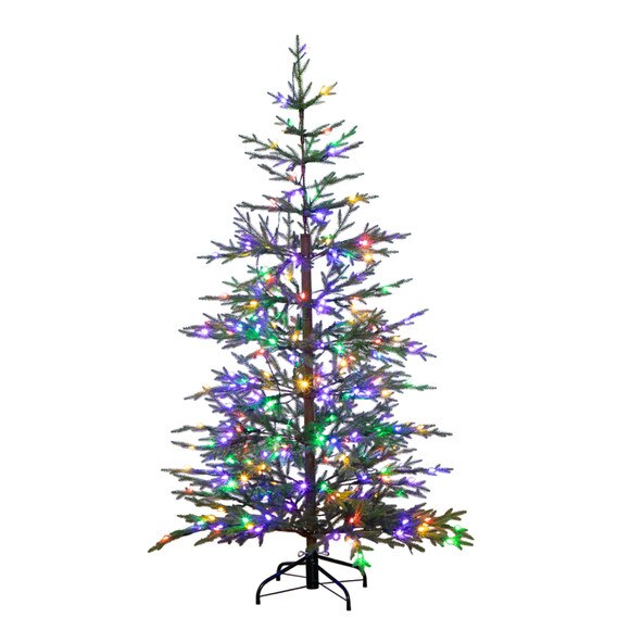 6 Pre-Lit Artificial Natural Fresh Cut Fir Christmas Tree with Instant Connect Technology and 230 Color Changing LED Dewdrop Lights - SKU #T4801
