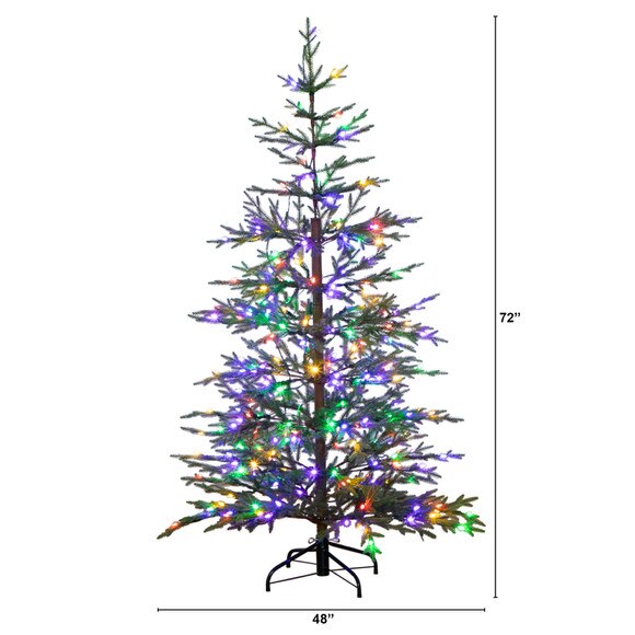 6 Pre-Lit Artificial Natural Fresh Cut Fir Christmas Tree with Instant Connect Technology and 230 Color Changing LED Dewdrop Lights - SKU #T4801 - 1