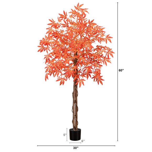 5 Autumn Vibrant Maple Artificial Fall Tree - SKU #T4832 - 1