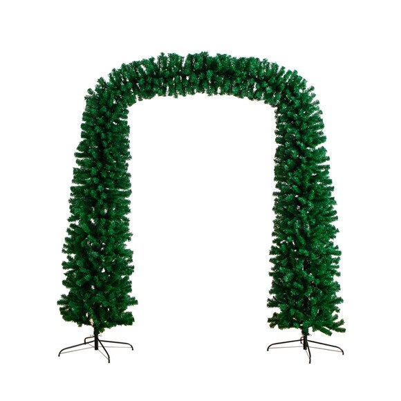 8 Pre-Lit Artificial Holiday Green Chirstmas Pine Archway with 650 Multifunction Warm White LED Lights - SKU #T4841