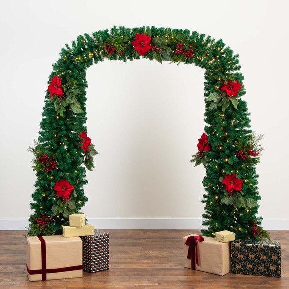 8 Pre-Lit Artificial Holiday Green Chirstmas Pine Archway with 650 Multifunction Warm White LED Lights - SKU #T4841 - 4