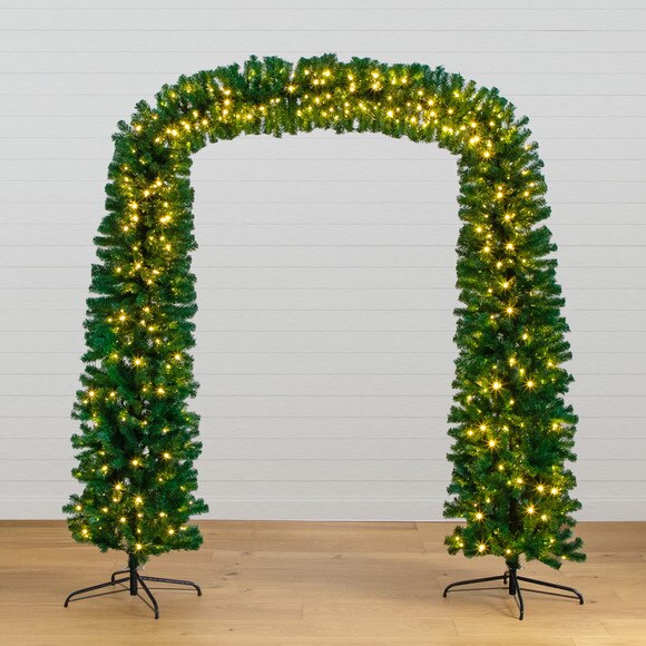8 Pre-Lit Artificial Holiday Green Chirstmas Pine Archway with 650 Multifunction Warm White LED Lights - SKU #T4841 - 6